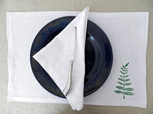 Placemats Fern Print. Set of 4.4 Summer Table Linens. Table Settings. Natural Kitchen and Dining Decor. Neutral Table Linens. White Table Decor Botanical Print Table Linens. Boho Style Home.
