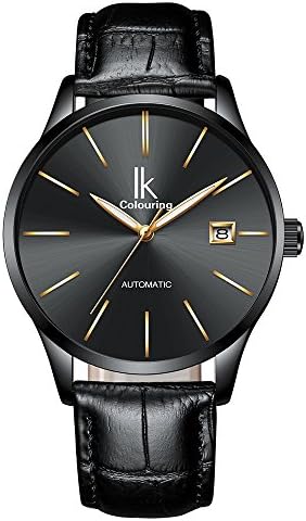 GOHUOS Men's Leather Auto Date Automatic Self Wind Mechanical Wrist Watches