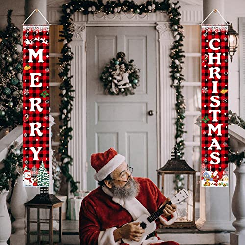Christmas Decorations Merry Christmas Banner Xmas Porch Door Sign Welcome Banner for Wall Home Party Decor Christmas Decorations Indoor Outdoor