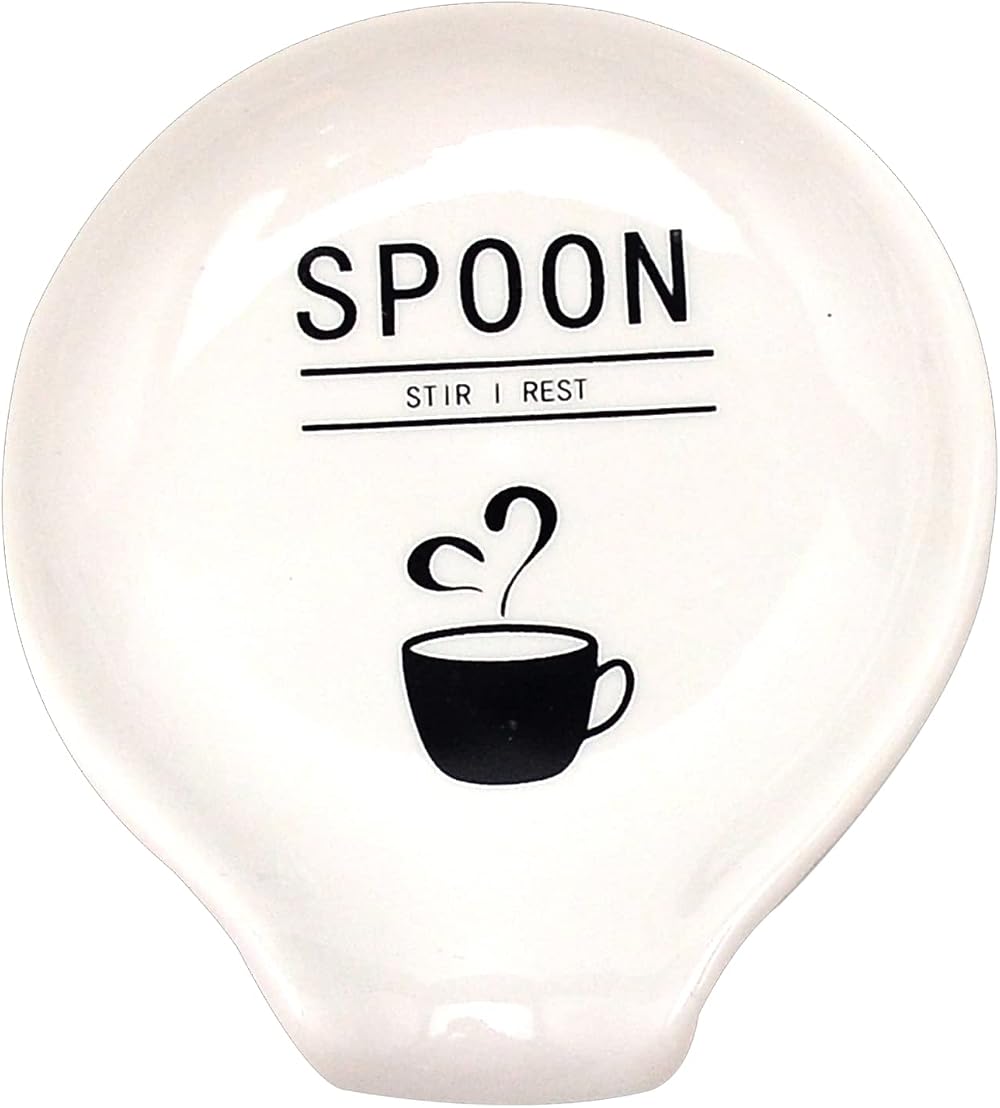 Mini Ceramic Coffee Spoon Holder with Funny Word Pattern