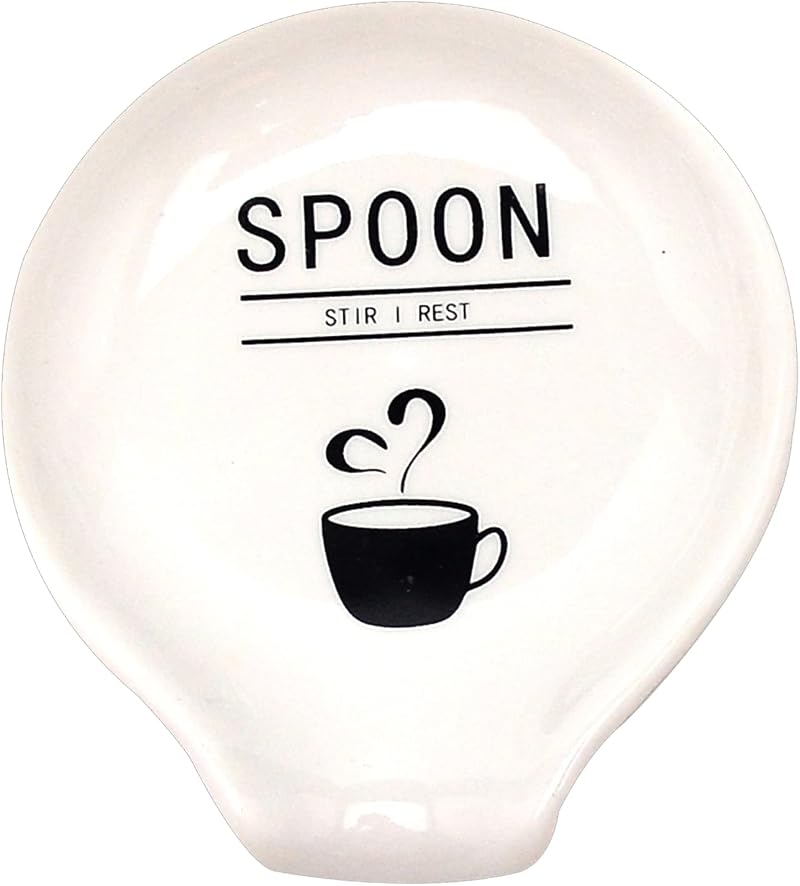 Mini Ceramic Coffee Spoon Holder with Funny Word Pattern