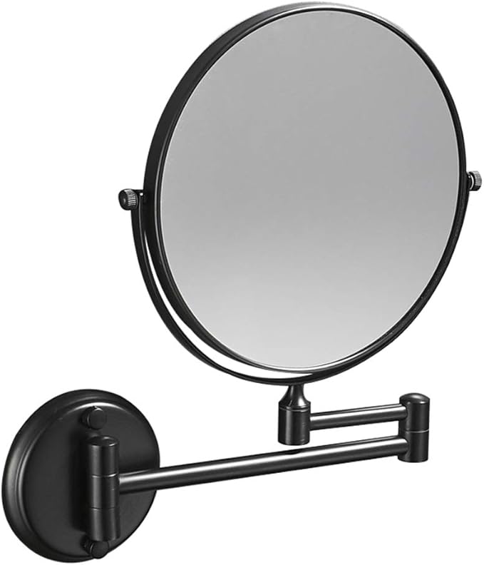 WallMounted Vanity mirror, Black DoubleSided Magnification HD Vanity mirror, Retractable 360