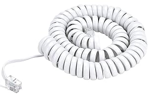 SAISN Telephone Handset Cord Modular Coiled Phone Curly Cable (6 Feet, White)