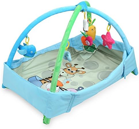 Kidsidol 3 In 1 Baby Play Mat Cartoon Soft Baby Activity Gym Playspot Foam Suitable for 0-24 Months Newborn Infant Baby Kids (Blue)