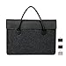 DRAWIGER Wool and Leather Laptop Sleeves Slim Bag Case Briefcase for Men MacBook Air/Pro Ultrabook Tablet Document File Storage 15 inch Black