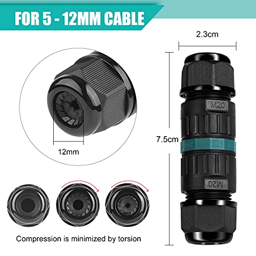 Kabelverbinder Wasserdicht IP68 - Kabelverbinder Wasserdicht 3-polig Erdkabel Verbindungsmuffe für Ø5-12 mm… – Bild 5