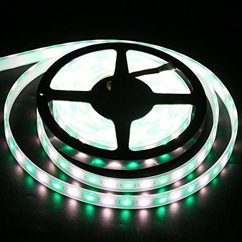 XUNATA 12V 10m/33ft 600 Units SMD 5050 Flexible Color Changing Waterproof LED Strip Lights Kit with 40 Key IR Remote Control and Power Supply(RGB+Warm White)