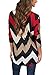 DREAGAL Woman Wavy Pattern O-Neck 3/4 Batwing Sleeve T Shirts Wine Red Large