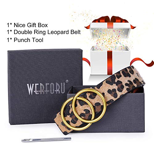 WERFORU PU-Leder Gürtel Damen Taillengürtel Mädchen Lackleder Gürtel Mit Exquisite O-Ring Schnalle Gürtel für Jeans Hosen Kleider