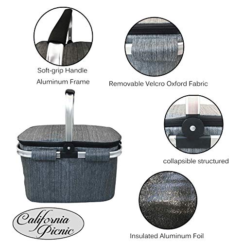 Large Insulated Picnic Basket Cooler 7.7 Gal Capacity Leakproof