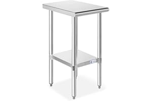 GRIDMANN Stainless Steel Work Table 12 x 24 Inches, NSF Commercial Kitchen Prep Table with Under Shelf for Restaurant and Home