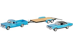 Greenlight 31180 (31180-A | 1:64 Hollywood Hitch & Tow Series 13 - Graveyard Carz 1969 Plymouth GTX with 1967 Dodge D-200 & Flatbed Trailer)