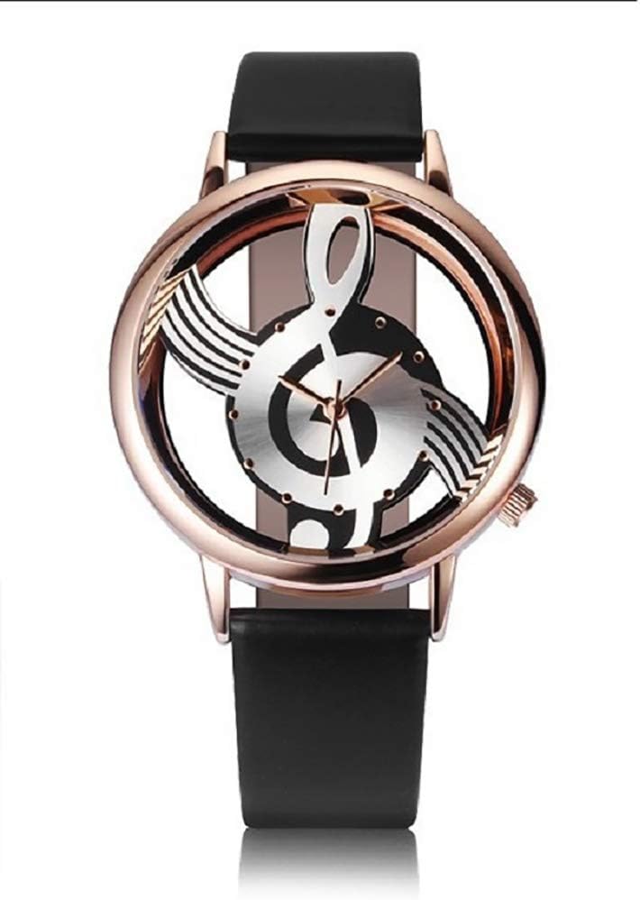 Gysad Womens Quartz Watches, Ladies Watches Sale Clearance Waterproof Men and Women General Watch with Comforatable Leather Strap, Music Note Dial Case