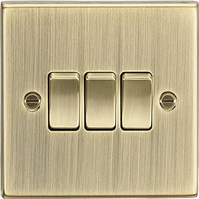 Knightsbridge 10AX 3G 2 Way Plate Switch Antique Brass CS4AB Square Edge