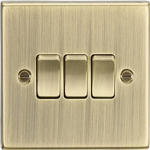 Knightsbridge 10AX 3G 2 Way Plate Switch Antique Brass CS4AB Square Edge