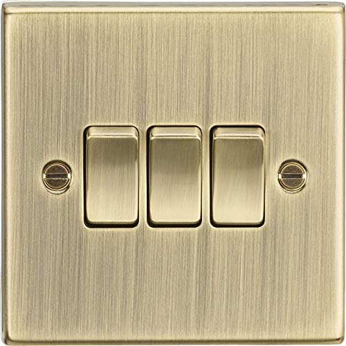 10AX 3G 2 Way Plate Switch - Square Edge Antique Brass CS4AB