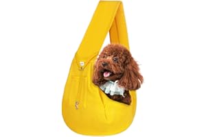 FDJASGY Small Pet Sling Carrier-Hands Free Reversible Pet Papoose Bag Tote Bag with a Pocket Safety Belt Dog Cat for Outdoor Travel Lemon Yellow