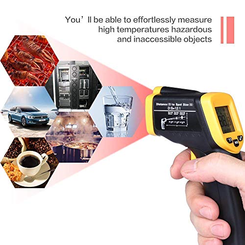 Non-Contact Digital Infrared Thermometer - Laser Thermometer Gun -58℉~ 932℉ (-50℃ ~ 500℃) Adjustable Emissivity,Temperature Probe for Cooking/Air/Refrigerator/Freezer - Thumbnail 3