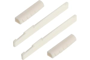 STYQUENZER 4PCS 6 String Acoustic Guitar Bone Bridge Saddle and Nut Made of Real Bone, Guitar Bridge Saddle (2 Pair)