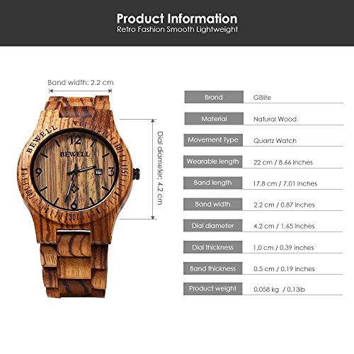 Bewell W086B Wooden Watch - Image 4