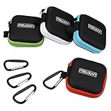Meuxan 4-Pack Earbud Case Earphone Storage Pouch with Carabiner for USB Cable Flash Drive Small Batteries, 4 Colors