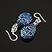 Chuvora 925 Sterling Silver Glass Jewelry Filigree Blue Abstract Art Curve Teardrop Design Dangle Hook Earrings for Women