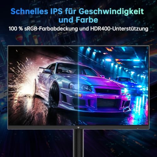 H27E6S 27 Inch Gaming-Monitor QHD 2560 x 1440, 240Hz (OC 275Hz), Fast IPS, 1ms, HDR400, FreeSync & G-Sync Compatible, Eye Care, VESA 100x100, Höhenverstellbarer Standfuß, HDMI 2.0, DisplayPort 1.4