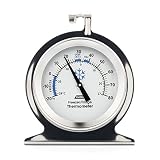 Camco Durable Steel Refrigerator-Freezer Thermometer - Monitors the Internal Temperature of Your Refrigerator or Freezer, Hooks or Stands Alone (42114)