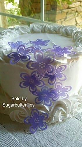 Edible Purple Flowers Cake Decorations Cupcake Toppers Set of 20