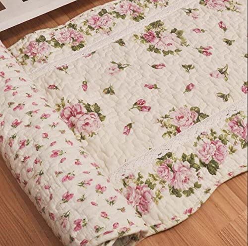 USTIDE Rustic Rose Flowers Area Carpet Home Decor Cotton Pink Roses Pattern Bedroom Floor Rugs Unique Quilted Washable Bathroom Rug 50 x 135 cm (Pink) — image 1
