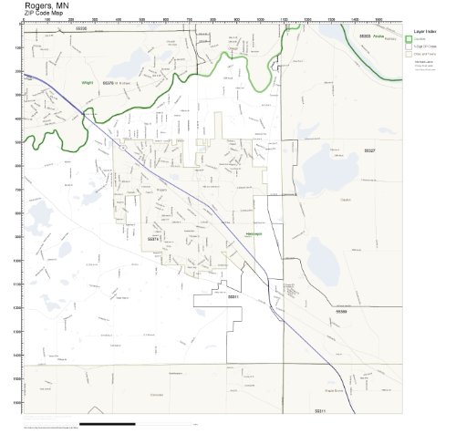 Amazon.com: ZIP Code Wall Map of Rogers, MN ZIP Code Map Laminated