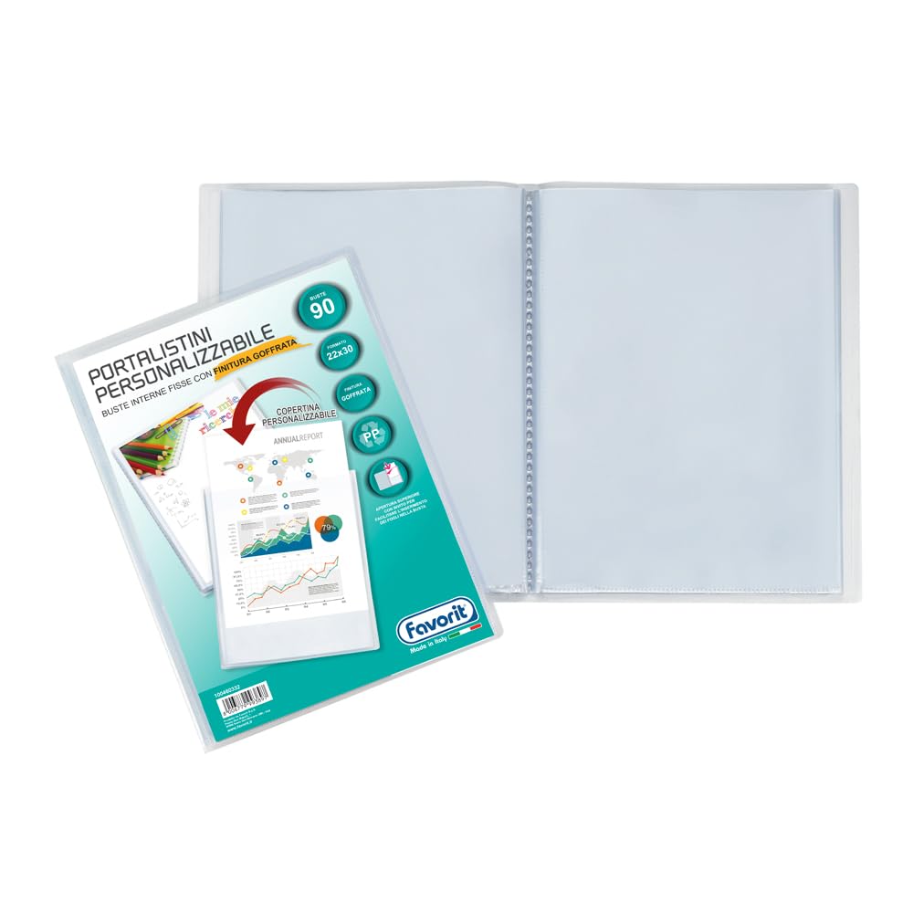 Favorit 100460326 Personalised Display Book with 30 Envelopes, Internal Format 22 x 30 cm Individual 90 Busts Internal Transparent
