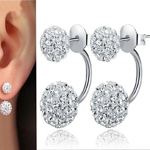 Women Jewelry ,AIMTOPPY 1 pair Silver Snowflake Rhinestone Crystal Pendant Earring Stud Earrings (Silver, 16mm)