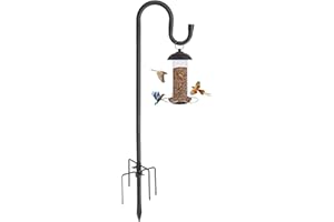 BsBsBest Shepherds Hook for Outdoor Bird Feeder Pole, 78" Plant Hanger with 5 Prongs Base, 4/5" Thick Bird Feeder Poles for Outdoors Heavy Duty Shepherd Hooks for Solar Lights, Squirrel Proof