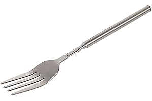 Chazcool Extra Long Fork, Telescopic Fork, Stainless Steel Cutlery Telescopic Extendable Dinner Long Handle for Eating, BBQ, 