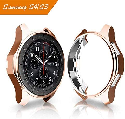 Case for Samsung Gear Galaxy/S3 Frontier SM-R760 & Classic, Soft TPU Plated [Scratch-Proof] All-Around Protective Bumper Shell for Samsung Gear Galaxy/S3 Watch 46mm 42mm (Rose Gold, Galaxy 42mm)