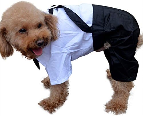 colorofthewind Dog Tuxedo Costumes Stylish Jumpsuit Suit with Bow Tie Formal Wedding Party Pet Clothes for Bulldogs Golden Retriever Yorkie,Medium