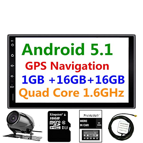 Panlelo PA09YZ16, 7 Inch Double Din Car Stereo Android 5.1 Quad Core RAM 1G ROM 16G GPS Navigation Head Unit Audio Radio 1080P Video Player Built in Wi-Fi BT AM/FM/RDS SWC (no dvd player)