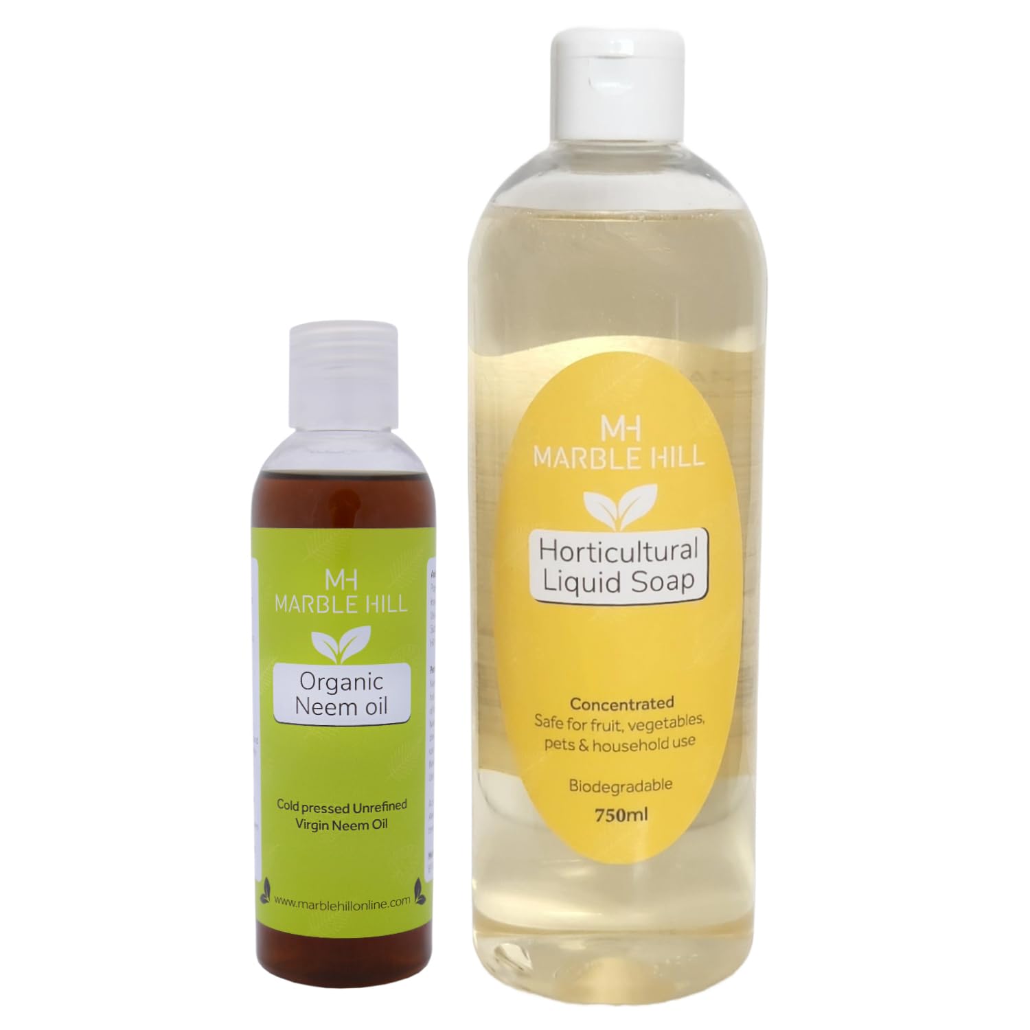 Horticultural Liquid Soap 750ml and Organic Neem Oil 200ml Combination - Natural Pest Control and Plant Hygiene for House and Garden