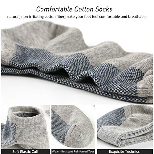 M&Z Mens Low Cut Ankle Non-slid Socks Durable Reinforced Cotton Mesh Top Fresh Ventilation Socks 8 PACK Size M:8~11