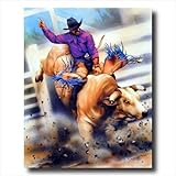 Cowboy Rodeo Bull Riding # 2 Western Wall Picture 16x20 Art Print