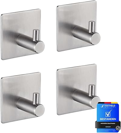 Ibergrif 4 Pack Self Adhesive Hooks Heavy Duty No Drill Towel Bathroom Kitchen