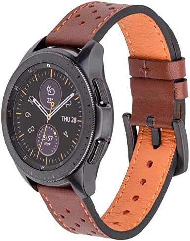 Galaxy Watch 42mm Band, Screen Protector 2 Pack, Compatible with Samsung Galaxy Watch 42mm Band 20mm Leather, for Garmin Vivoactive 3 Band / Huawei Watch 2 Band / Ticwatch E Bands (Brown)