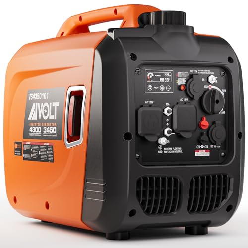 AIVOLT 4300W Inverter Generator 55lbs Gas-Powered Quiet Inverter Generator with CO Alert, RV Ready for Outdoor Camping, Home Backup
