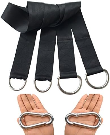 Tree Swing Hanging Straps Kit Holds 2000 lbs, Safety Belt, Hammock Ropes, 2 Strap Reinforced Snap Carabiner Hooks for Rescue, Swing, Climbing, Easy Fast Installation