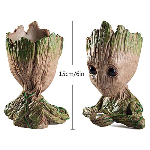 Flowerpot Treeman,Baby Groot Planter,Cute Green Plants Flower Pot,Pen Holder,Pencil Holder,Office Organizer,Guardians of The Galaxy Groot Pen Pot