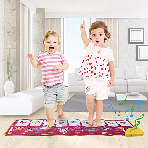 ALANGDUO Piano Musical Mats, Kids Children Touch Play Game Dance Music Animal Blanket Carpet Mat, Boys Girls Baby Early Education Toys