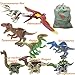 IROCH Dinos Toy - ABS Dinosaur Building Blocks Miniature Action Figures Toys - 8pcs