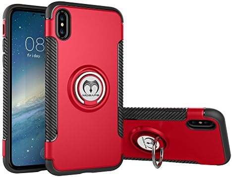 iPhone X Case, Mosafe 360° Ring Holder Kickstand Shockproof Magnetic Protective Back Cover Bumper 5.8" For Apple iPhone X (Red)
