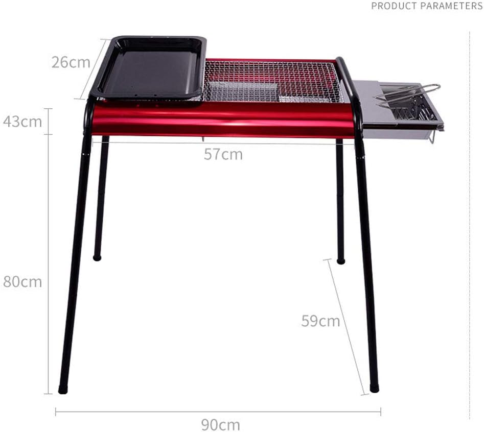 review ZJJ& Barbecue Grill Home Stainless Steel Grill Portable Folding BBQ Outdoor Charcoal Grill